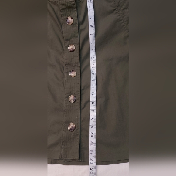 Olive Green Button Front Skirt Size 6 Preppy Utility Academia - Picture 8 of 11